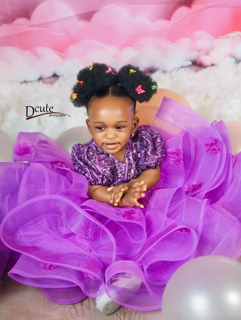Noorah in her beautiful purple birthday dress